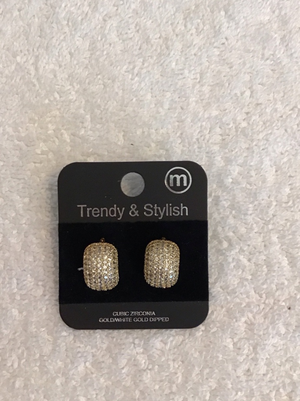 Gold Pave Cubic Zirconia Huggie Earrings